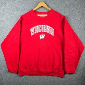 Vintage Wisconsin Badgers Sweatshirt Mens XL Red NCAA College Pullover Crewneck